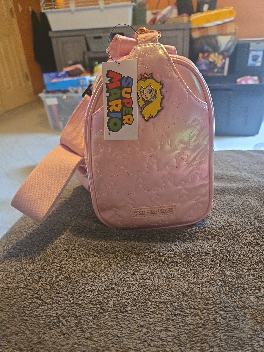 Nintendo Princess Peach Quilted Pink Kids Crossbody Bag